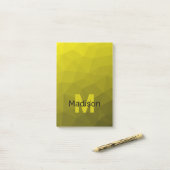 Geel donkerombre geometrisch maaspatroon Monogram Post-it® Notes (Op bureau)