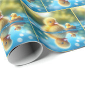 Geel eendje in een roeiboot cadeaupapier (Rol Hoek)