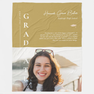 Geel   Eenvoudig Afstuderen Foto & Quote Fleece Deken