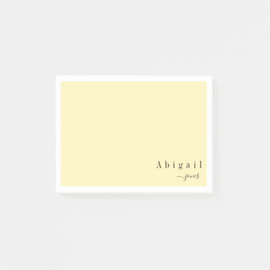 Geel Eenvoudig Manuscript gepersonaliseerde Statio Post-it® Notes (Voorkant)