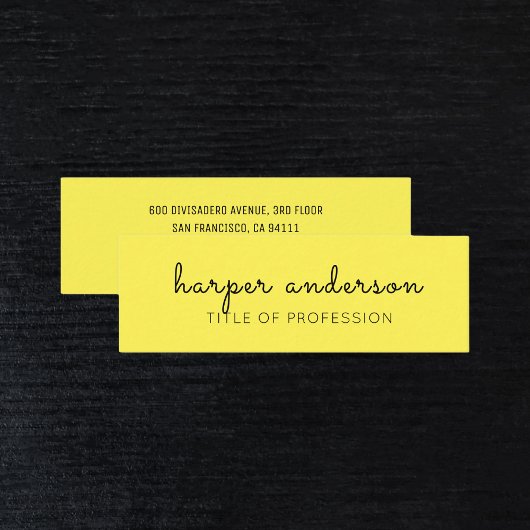Geel eenvoudige, moderne professional mini visitekaartje