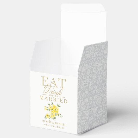 Geel Eet, Drink en getrouwd bruiloft Bedankdoosjes (Geopend)