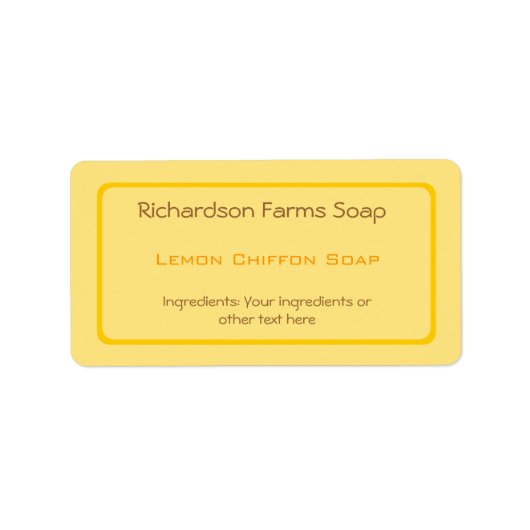 Geel effen kleur zeep label (Voorkant)