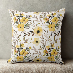 Geel Elegant wilde bloemen bloemenpatroon Kussen