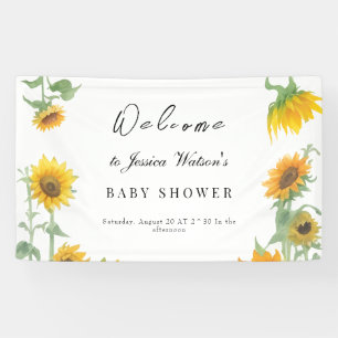 Geel Elegant Zonnebloem Zonnig Baby shower Spandoek