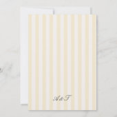 Geel Elegante Gestreepte Huwelijk Kaart (Achterkant)