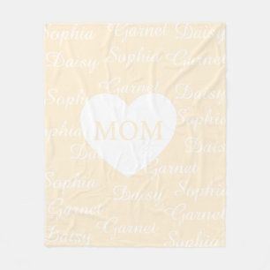 Geel Elégante Script Familie Namen Monogram Hart Fleece Deken