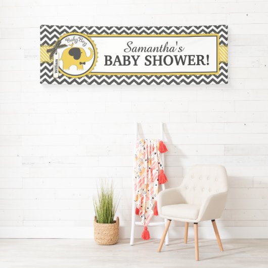Geel Elephant Boy Chevron Baby shower Spandoek (Insitu)