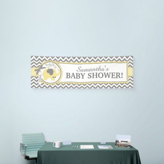 Geel Elephant Boy Chevron Baby shower Spandoek (Beurs)