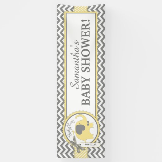 Geel Elephant Boy Chevron Baby shower Spandoek (Verticaal)