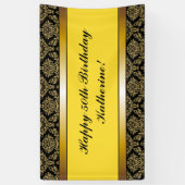 Geel elke leeftijd Gold Damask Birthday Banner (Verticaal)