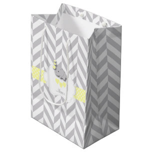 Geel ellefant ontwerp - Baby shower Medium Cadeauzakje