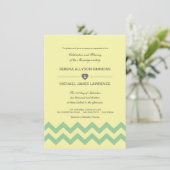 Geel en Aqua Chevron Wedding Invitations Kaart (Staand voorkant)