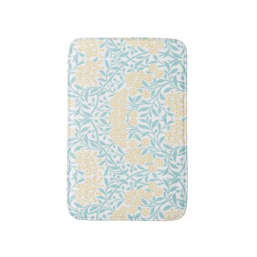 Geel en Aqua Floral Damask Badmat (Voorkant Verticaal)