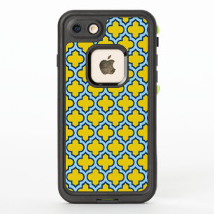 Geel en Baby Blue Trellis, Lattice, Quatrefoil