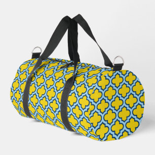 Geel en Baby Blue Trellis, Lattice, Quatrefoil Plunjezak