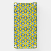 Geel en Baby Blue Trellis, Lattice, Quatrefoil Spandoek (Verticaal)