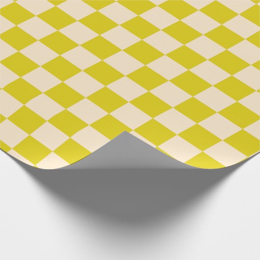 Geel en Beige Checkerboard Cadeaupapier (Hoek)