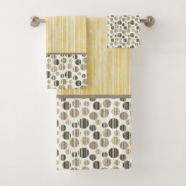 Geel en beige Modern Polka Dots Bath Towel Set Bad Handdoek