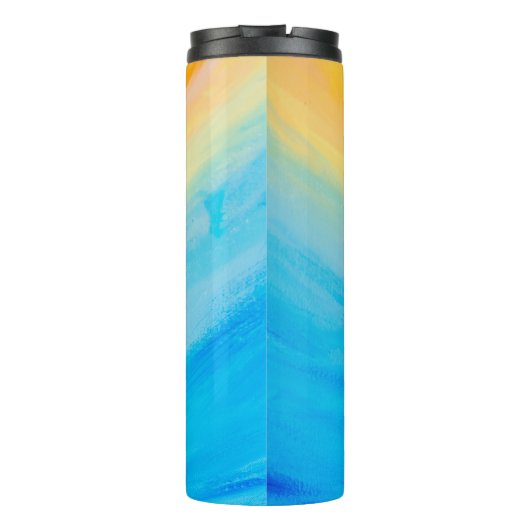 Geel en blauw Abstract gekleurd Thermosbeker (Achterkant)