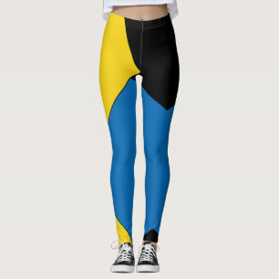  geel en blauw Abstract kleurenblok zwart Leggings