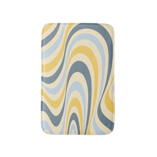 Geel en blauw abstract wervelingsontwerp badmat (Voorkant Verticaal)