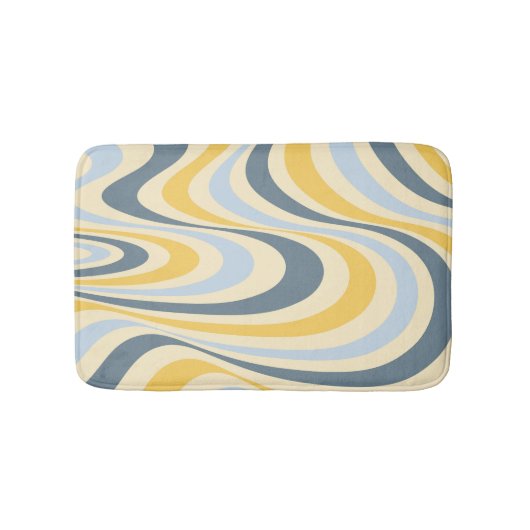 Geel en blauw abstract wervelingsontwerp badmat (Voorkant)