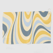 Geel en blauw abstract wervelingsontwerp golfhanddoek (Horizontaal)