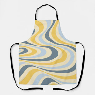 Geel en blauw abstract wervelingsontwerp schort