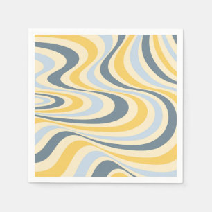 Geel en blauw abstract wervelingsontwerp servet