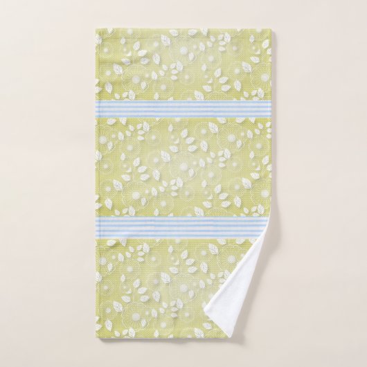 Geel en blauw badhanddoek set. bad handdoek (Handdoek)