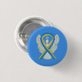 Geel en blauw bewustzijn Ribbon Angel Pin Button (Voorkant /achterkant)
