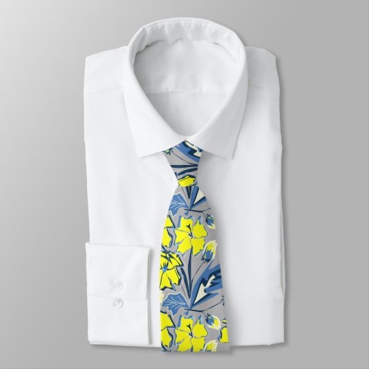 Geel en blauw bloemen met enkels stropdas (Gebonden)