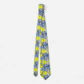Geel en blauw bloemen met enkels stropdas (Achterkant)