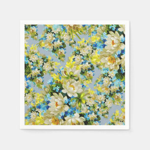 geel en blauw bloemenpatroon servetten