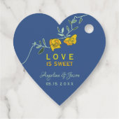 Geel en Blauw Bruiloft Bedankjes Labels (Achterkant)