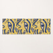 Geel en Blauw Egyptisch Patroon - Oog van Horus Yogamat (Achterkant (horizontaal))