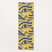 Geel en Blauw Egyptisch Patroon - Oog van Horus Yogamat (Voorkant)