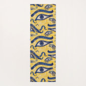 Geel en Blauw Egyptisch Patroon - Oog van Horus Yogamat (Achterkant)