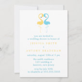 Geel en Blauw Flamingo's Koppels Bruiloft Douche Kaart (Voorkant)