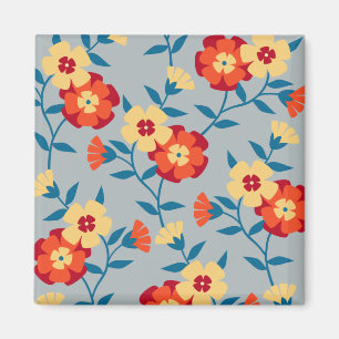 Geel en blauw Floral Modern Magnet Magneet