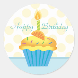 Geel en blauw geel ronde sticker