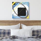 Geel en blauw Geometrisch design omlijnd Canvas (Insitu (Slaapkamer))