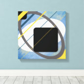 Geel en blauw Geometrisch design omlijnd Canvas (Insitu (Houten vloer))
