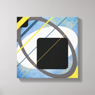 Geel en blauw Geometrisch design omlijnd Canvas