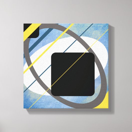 Geel en blauw Geometrisch design omlijnd Canvas (Voorkant)