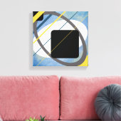 Geel en blauw Geometrisch design omlijnd Canvas (Insitu (Woonkamer))