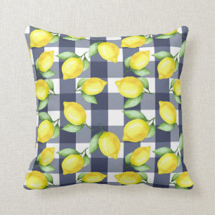 Geel en blauw Lemon floral Pillow Kussen