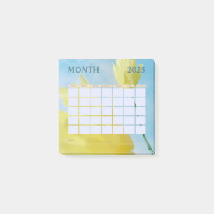 Geel en Blauw Maandelijkse Planner Kalender 2025 Post-it® Notes
