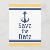 Geel en Blauw Nautisch Sla de Datum op Aankondigingskaart (Voorkant)